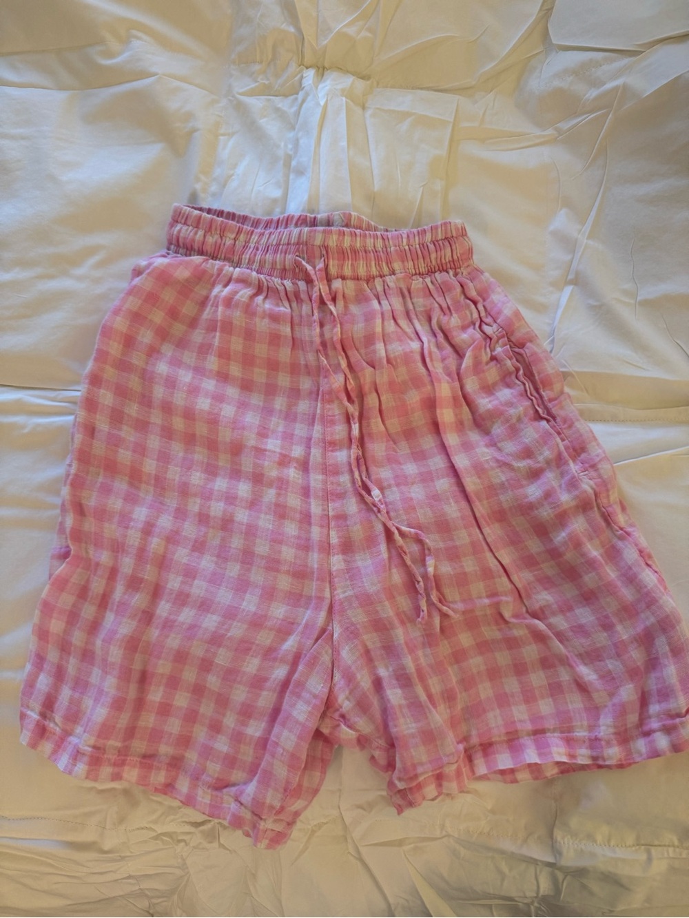 Frankie's Bikinis Pink Gingham Drawstring Lounge Shorts